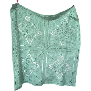 Vintage Hand Crochet Unisex Baby Afghan Blanket Pastel Green (35"Wx35"L) - Picture 1 of 1