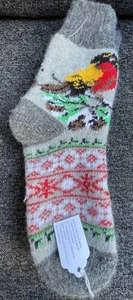 Women's socks, Wool 100%, warm, print Birds, Size 8 - Picture 1 of 7