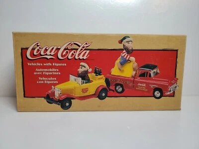 Ertl 1:43 Coca-Cola 1932 Chevy Roadster & 57 Chevy Pick-up w 2 Elf Figures & Box - Image 1 of 4