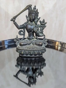 Antique Copper Statue Hindu Vishnu holding Nandaki India Nepal Circa 1910-20s - Picture 1 of 6