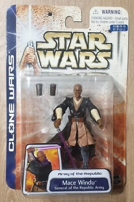 Star Wars figurine Mace Windu Master Jedi Clone Wars 2003 hasbro - Photo 1/2