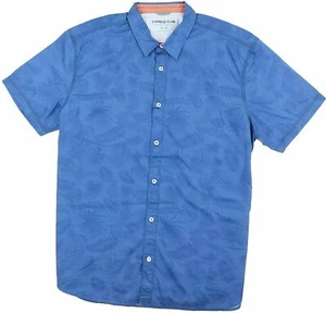 Cypress Club Men’s Short Sleeve Woven Shirt Blue Bamboo Leaf Medium - Picture 1 of 1
