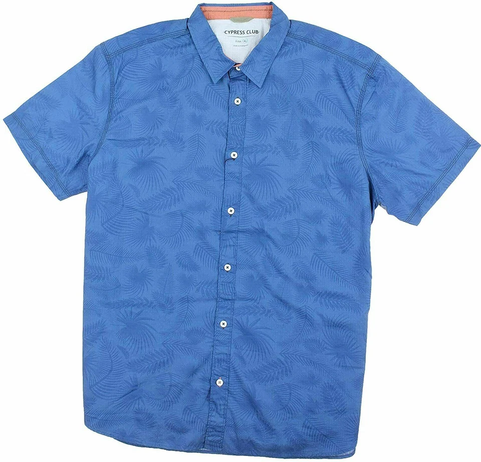 Cypress Club Men’s Short Sleeve Woven Shirt Blue Bamboo Leaf Medium - Image 1 of 1