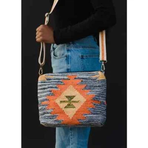 PANACHE APPAREL COMPANY BLUE & MULTICOLORED AZTEC CROSSBODY-NEW FOR FALL 2023 - Picture 1 of 3