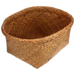1PC Storage Basket Toy Bin Jute Rope Shelf Baskets Oval Wicker Laundry Basket US - Picture 1 of 12