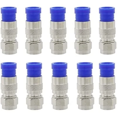 10Pcs RG6 Compression Connectors Adapter RF Coaxial Cable Converter F Connector - Image 1 of 3