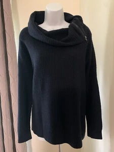 VINCE Navy Blue Wool & Cashmere Boxy Knit Oversized Side Zip Sweater, Women’s S - Picture 1 of 9