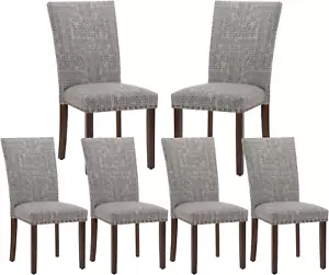 Upholstered Parsons Dining Chairs Set of 6, Fabric Dining Room Kitchen Side Chai - Picture 1 of 7