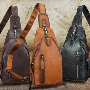 Genuine Leather Sling Bag for Men and Women Leather Shoulder Crossbody Bag Sling - Picture 1 of 13