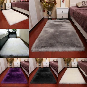 Fluffy Soft Floor Rug Non-slip Shaggy Carpet Mat Bedroom Faux Wool Rugs 8 Sizes