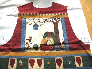 2 COUNTRY BEARS AT HEART VEST FABRIC PANELS SZ S-M-L BEES BEARS CRANSTON COTTON - Imagen 1 de 6