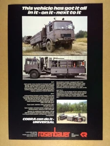 Camión de bomberos Rosenbauer Cobra 1981 6x6 anuncio impreso vintage - Imagen 1 de 1