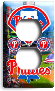 PHILADELPHIA PHILLIES BASEBALL TEAM OUTLET WALL PLATE MAN CAVE SPORT ROOM DECOR - Picture 1 of 1