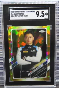 2021 Topps Chrome Formula 1 F1 Sapphire Guanyu Zhou Gold Refractor 20/50 SGC 9.5 - Picture 1 of 2