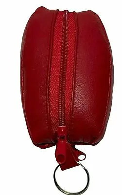 Leather Key Holder Zip Pouch Red Soft Men Women Card Coin Genuine Wallet Bag NEW • 7.42€