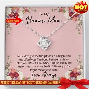 To My Bonus Mom, Mothers Day Gift, Birthday Gift For Mother, Love Knot Necklace - Picture 1 of 8
