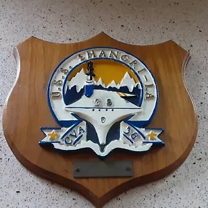 USS Shangri-la CVA-38 Metal Plaque Wood Mounted - Issued to LCDR Pond 1960-1962 - Picture 1 of 7