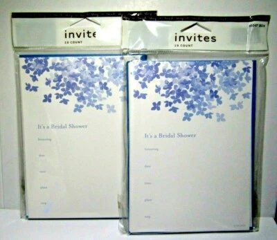 Bridal Wedding Shower Invitations 20 Cards Periwinkle Blue Flowers  - Image 1 of 4