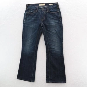 Guess Jeans Men's 34x30 Blue Falcon Regular Boot Dark Denim Button Fly Whiskers - Picture 1 of 13