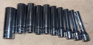 10 Piece SNAP-ON STMI 1/4" Drive 6 Pt Flank Drive Chrome SAE Socket Set - Picture 1 of 5