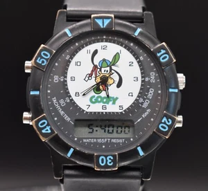 Vtg GOOFY DISNEY Tachymeter Watch Men Ana Digi Analog Digital Sports NEW BATTERY - Picture 1 of 10