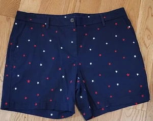 NWOT Talbots Girlfriend Chino Navy Star Shorts Size 14P - Picture 1 of 4