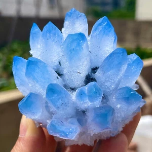 298G New Find Blue Phantom Quartz Crystal Cluster Mineral Specimen - Picture 1 of 20