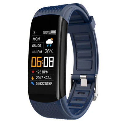 Reloj de pulsera inteligente Bluetooth presión arterial monitor de ritmo cardíaco fitness para hombre Foto 1 de 4
