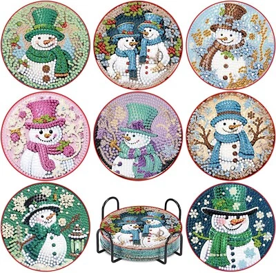 "Kits de posavasos de pintura de diamantes de Navidad de 8 piezas con soporte, bricolaje Bd8p8812" Foto 1 de 4