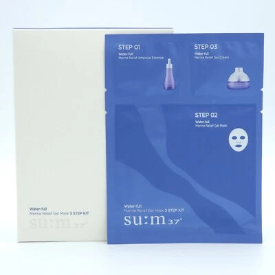 SU:M37 Water Full Marine Relief Gel Mask 3 Step Kit 10pcs Moisturizing K-Beauty - Image 1 of 4