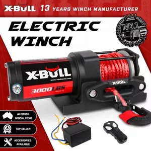 X-BULL 12V Electric Winch 3000LB Winch ATV Synthetic Rope Boat Trailer Car 4WD - Picture 1 of 17