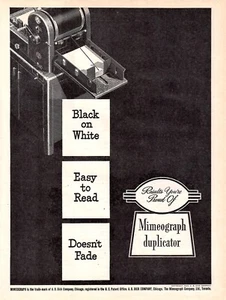VINTAGE 1945 MIMEOGRAPH DUPLICATOR COPY MACHINE PRINT AD - Picture 1 of 1