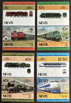 Nevis 1984 Sc# 219-222 Juego de 4 Se-Tenant Espécimen MNH Tren Locomotora Ferrocarril Foto 1 de 2