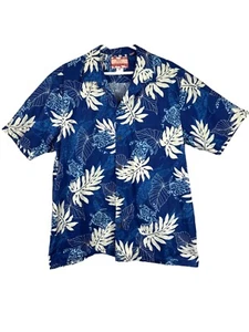 RJC Hawaiihemd Herren Größe XL blau weiß Meeresschildkröten hergestellt in den USA Resort Tiki Bar - Bild 1 von 11
