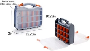 Caja de almacenamiento artesanal personalizable de 2 lados divisores ajustables estuche de transporte 12 pulgadas - Imagen 1 de 5
