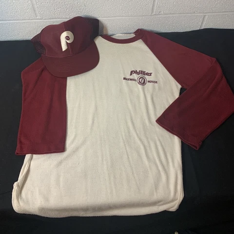 Lot of Vintage Philadelphia Phillies Snapback Mesh Hat  and Shirt *Broken Snap* Cover