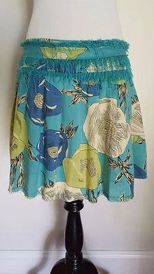 Anthropologie LUX Blue Floral Pleated Skirt Sz 7 Foto 1 de 4