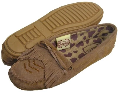 Mocasín de cuero gamuza con cuentas estilo nativo beige Ciabatta para mujer (todas las tallas) Foto 1 de 2