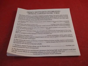 Disney Software Celebration Official Contest Entry Form Quiz Sheet Pad Mickey - Picture 1 of 3