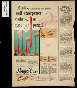 1957 Maybelline Eyebrow Eyeliner Vintage Print Ad 13563