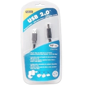 USB 2.0 HI-SPEED CABLE -10 FOOT BY FELLOWES - Picture 1 of 2