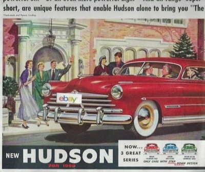 HUDSON MOTOR CAR COMPANY 1950 STEP DOWN RIDE COMMODORE CUSTOM IN RED 2 PG AD - Image 1 of 4