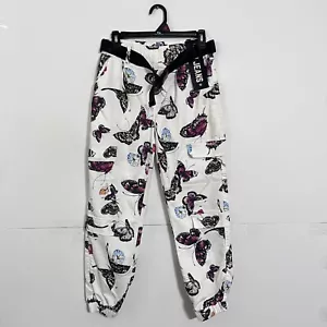 Vip Womens Jeans Size 7/8 Multicolor Butterfly Animal Print Belted Pants - Picture 1 of 8