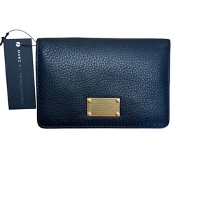 Marc by Marc Jacobs schmale Geldbörse schwarz Leder mit Goldplättchenakzenten - Bild 1 von 10