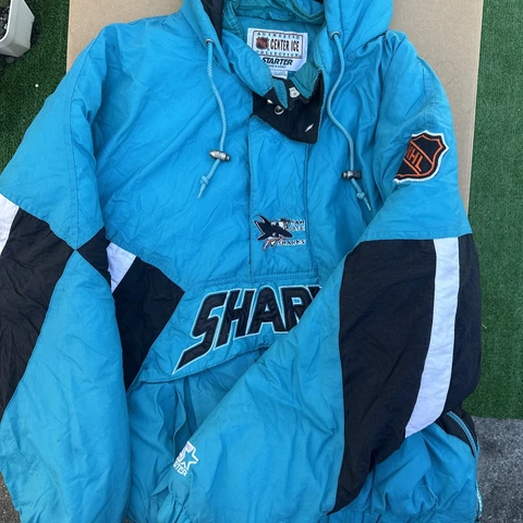 Vintage 90s San Jose Sharks Starter Jacket Mens Sz Large RARE - not washed Cover