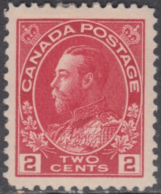 CANADA Sc#  106 VLH KING GEORGE V  2¢ CARMINE - Image 1 of 1