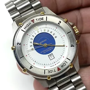 Krieger Tidal Chronometer 38mm Mens Vintage Swiss Quartz Watch M882 New Battery - Picture 1 of 24