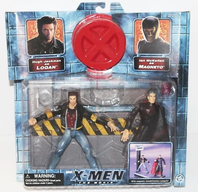2000 ToyBiz X-Men Movie Action Figure 2-Pack Logan (Jackman) Magneto (McKellen) - Imagem 1 de 4