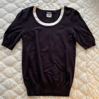Черная хлопковая футболка с коротким рукавом Chanel Uniform размер XS - Изображение 1 из 4