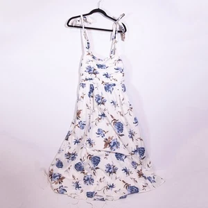 Maxi Vestido Abercrombie & Fitch The A&F Emerson Algodón Popelina Corbata Correa Azul M - Imagen 1 de 5